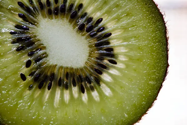 Gros Plan Une Tranche Kiwi Fraîche — Photo