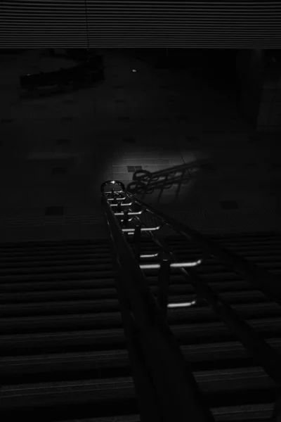 Grayscale Shot Stairway Leading Metro Station — Stock Photo, Image