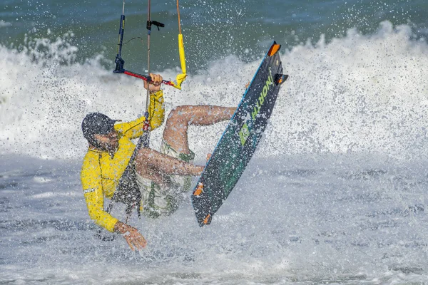 Burgas Bulgaria Aug 2020 Kitesurfing Затоці Бургас Екстремальний Вид Спорту — стокове фото