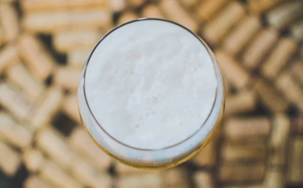 Top View Beer Foam Glass — Stock Photo, Image