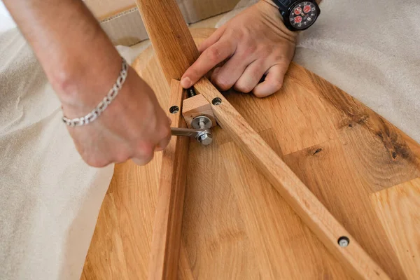 Closeup Shot Male Constructing Tools — Stock Photo, Image