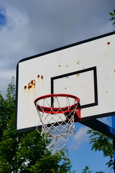 Een Close Van Een Oude Basketbal Basket Board — Stockfoto