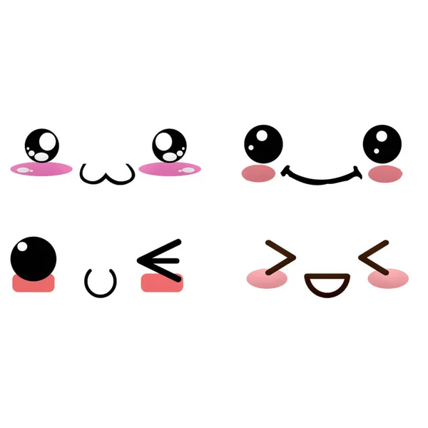 Eine Illustration Von Kawaii Face Emojis Isoliert Auf Weißem Hintergrund — Stockfoto