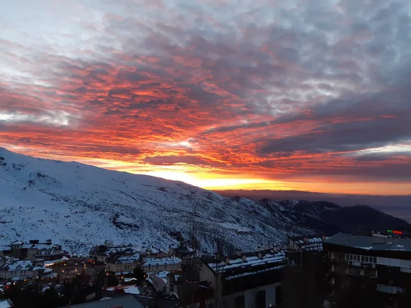 Uma Bela Vista Pôr Sol Serra Nevada Granada Espanha — Fotografia de Stock