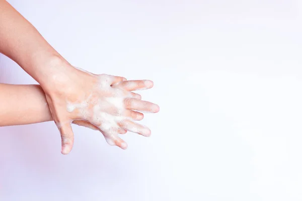 Närbild Isolerad Bild Tvål Tvätta Händerna — Stockfoto