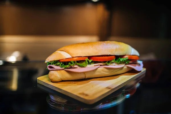 Primo Piano Delizioso Panino — Foto Stock