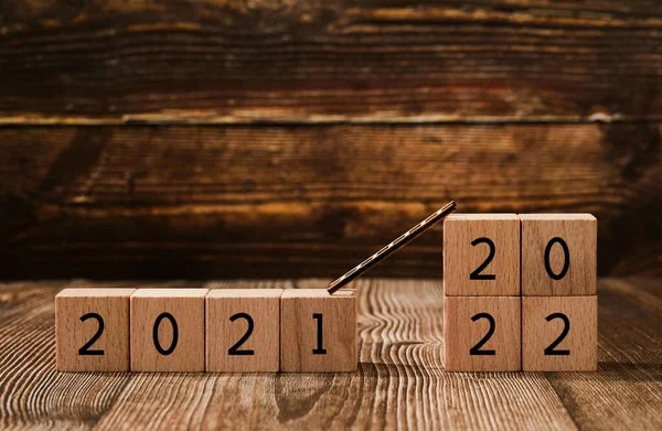 2021 2022 Wooden Cubes New Year Concept — Stock Photo, Image