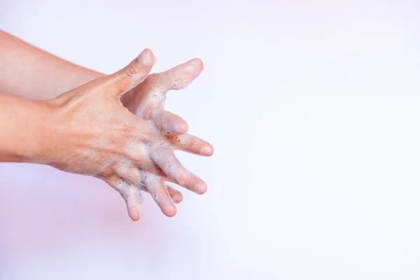 Närbild Isolerad Bild Tvål Tvätta Händerna — Stockfoto