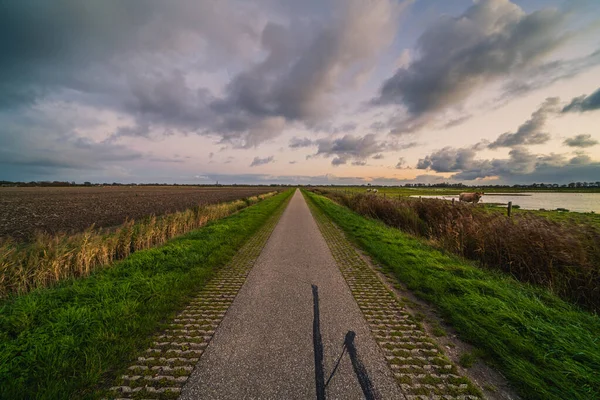 Krásný Záběr Venkovské Krajiny Při Západu Slunce Nachází Zeeland Nizozemsko — Stock fotografie