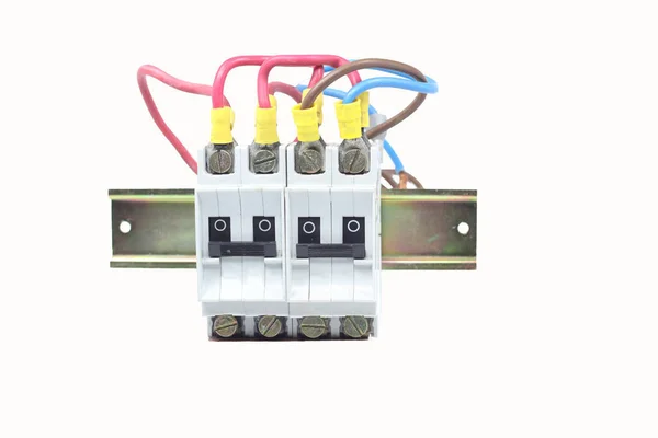 白い背景に絶縁された電気回路遮断器 — ストック写真
