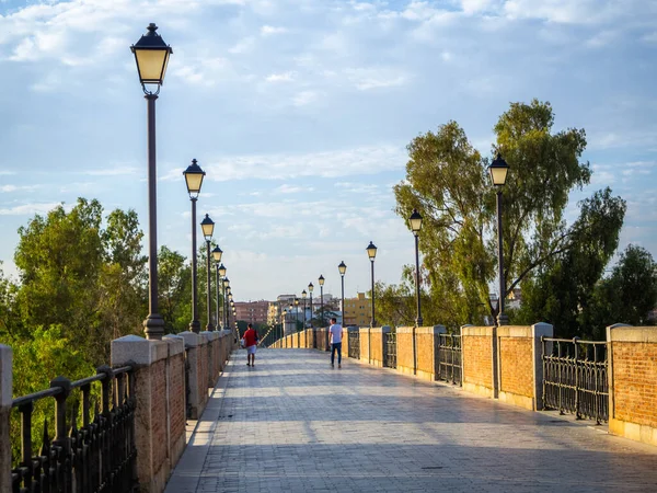 Badajoz Španělsko 2019 Palms Bridge Puente Palmas Lidmi Procházejícími Badajozu — Stock fotografie