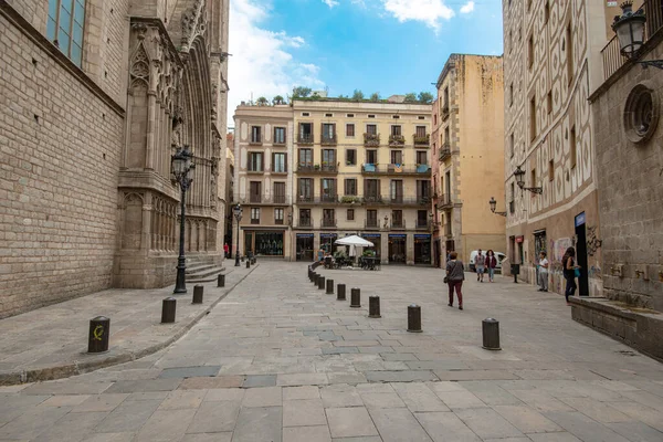 Barcelona Espanha Junho 2020 Tranquilidade Plaza Santa Maria Lado Catedral — Fotografia de Stock