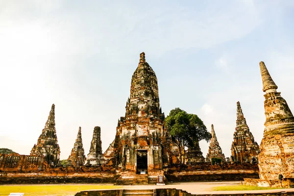 Krásný Záběr Historických Chrámů Historickém Parku Ayutthaya Thajsku — Stock fotografie