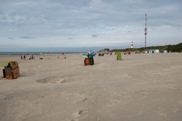 Borkum Duitsland Sep 2020 Een Prachtige Opname Van Strandstalletjes Een — Stockfoto