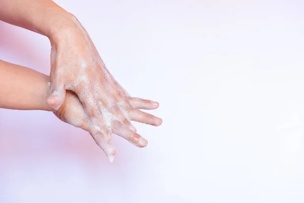 Närbild Isolerad Bild Tvål Tvätta Händerna — Stockfoto