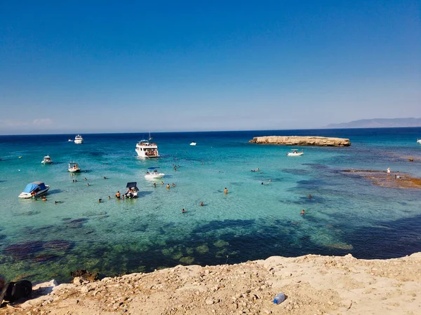 Tiro Close Mar Azul Perto Península Akamas Chipre — Fotografia de Stock