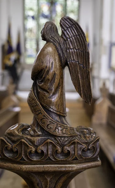 Swaffham United Kingdom Aug 2019 Sculptură Lemn Înger Biserica Petru — Fotografie, imagine de stoc