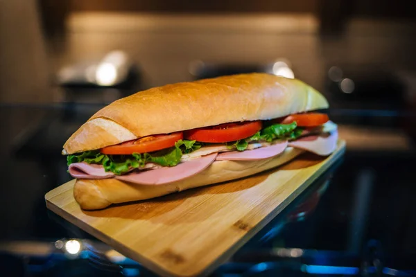 Primo Piano Delizioso Panino — Foto Stock