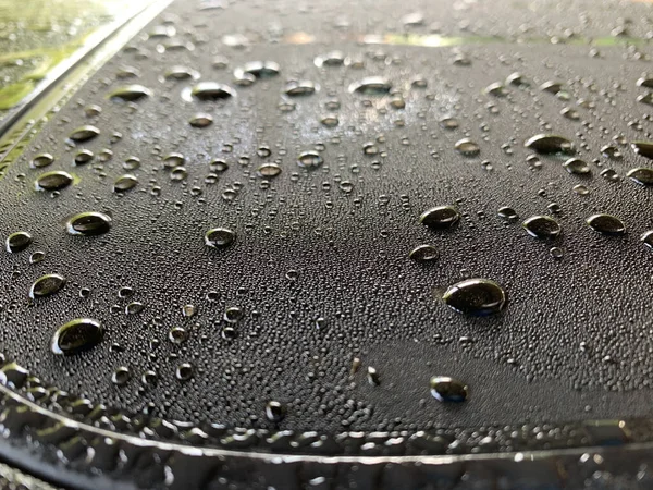 Primo Piano Gocce Acqua Una Superficie Vetro — Foto Stock