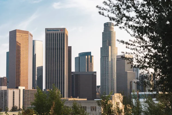Los Angeles Şehir Merkezindeki Gökdelenlerin Manzarası Vista Hermosa Doğal Parkı — Stok fotoğraf