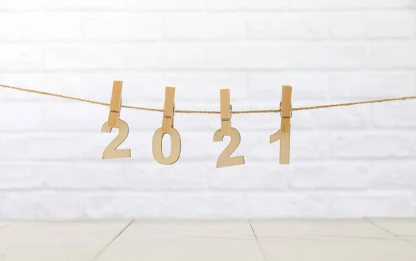 Wooden 2021 Hanging Rope — Stock Photo, Image