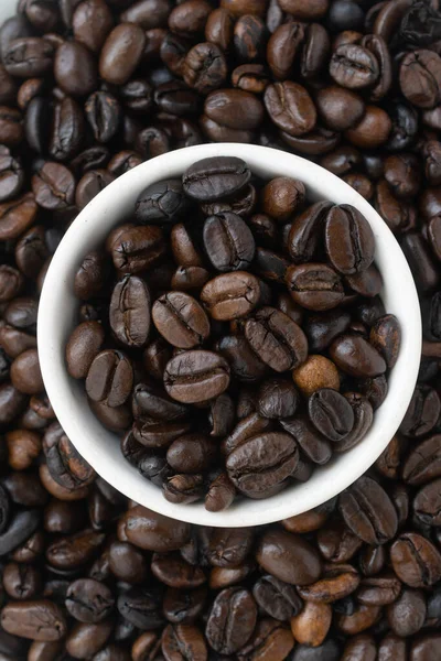 Closeup Shot Coffee Beans White Bowl — Stock Photo, Image