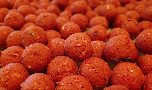 Närbild Orange Boilies Gäng — Stockfoto