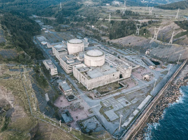 Uma Imagem Aérea Dos Restos Uma Antiga Central Nuclear País — Fotografia de Stock