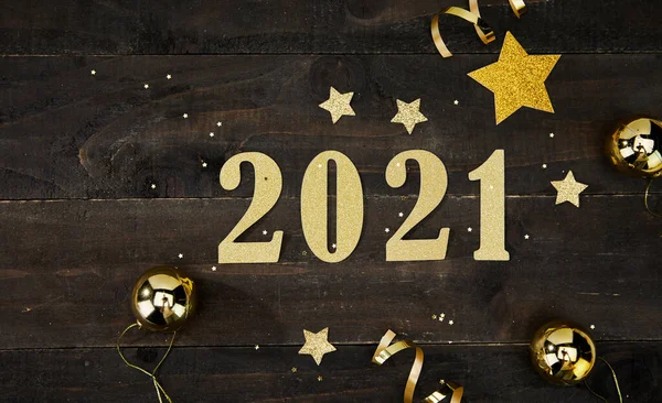 Feliz Año Nuevo 2021 Hecho Con Letras Papel Números Una — Foto de Stock