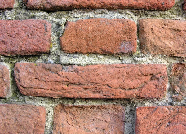 Close View Part Old Red Brick Structure Showing Detail Old — Stock Photo, Image