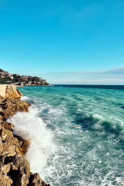 Uma Incrível Foto Litoral Perto Promenade Des Anglais Nice França — Fotografia de Stock