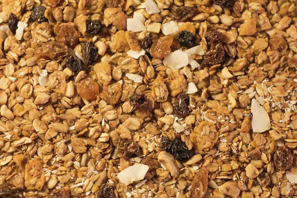 Μια Κορυφαία Άποψη Της Υγιούς Granola Ξηρούς Καρπούς Και Αποξηραμένα — Φωτογραφία Αρχείου