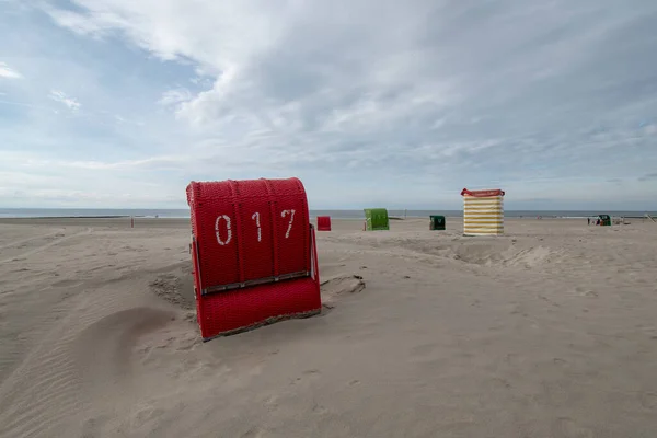 Borkum Germany Sep 2020 Beautiful Shot Beach Stalls Sandy Beach — Stock Photo, Image