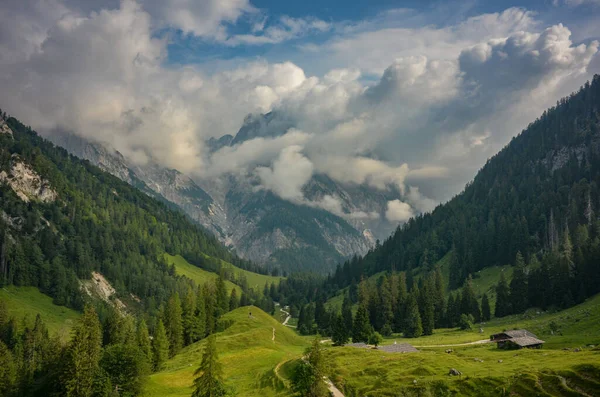 Хмари Навколо Вершин Гір Ror Alpe Bindalm Передньому Плані Національний — стокове фото