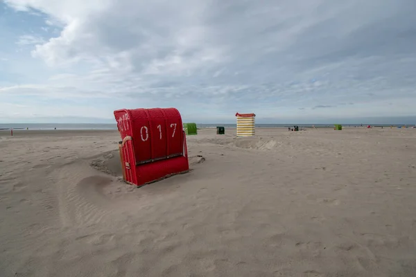 Una Playa Arena Con Sillas Borkum Alemania —  Fotos de Stock