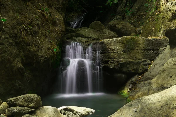 Ein Mystischer Wasserfall Dichten Panamaischen Dschungel Perfekt Für Tapeten — Stockfoto