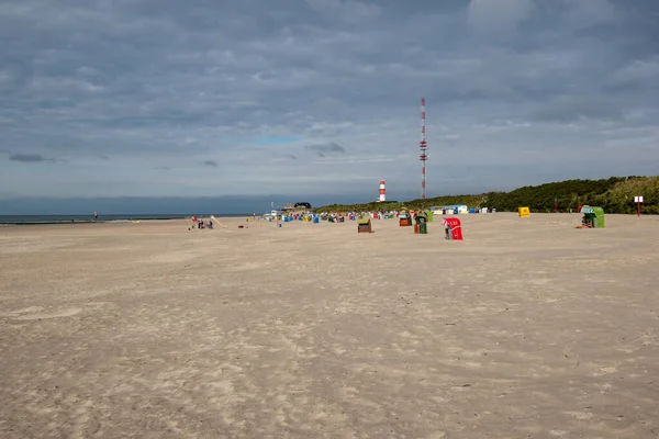 Borkum Německo 2020 Krásný Záběr Plážových Stánků Písečné Pláži Borkum — Stock fotografie