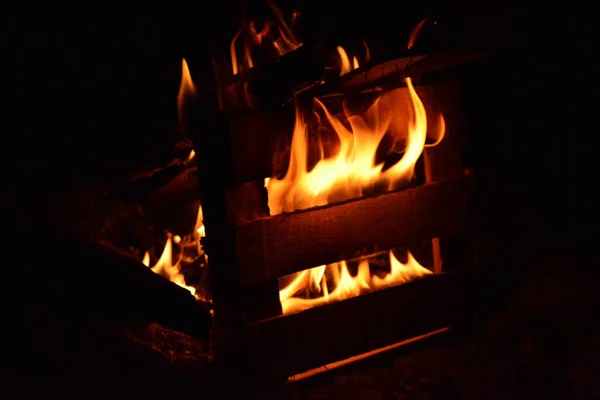 Closeup Shot Burning Wood — Stock Photo, Image