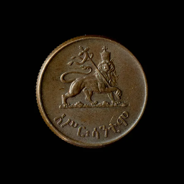 1944 Ethiopian One Cent Απομονώθηκε Στο Μαύρο Φόντο — Φωτογραφία Αρχείου