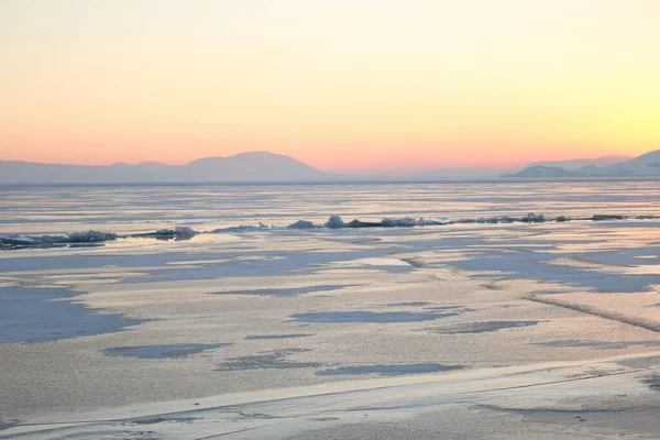 Beautiful Snowy Landscape Sunset — Stock Photo, Image