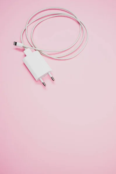 Milan Italy Oct 2020 White Usb Compact Charger Cable — стокове фото