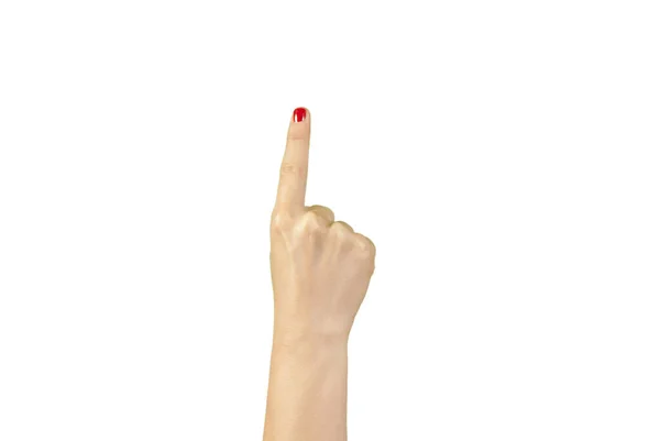 Eine Nahaufnahme Einer Weiblichen Hand Mit Maniküre Isoliert Auf Weißem — Stockfoto