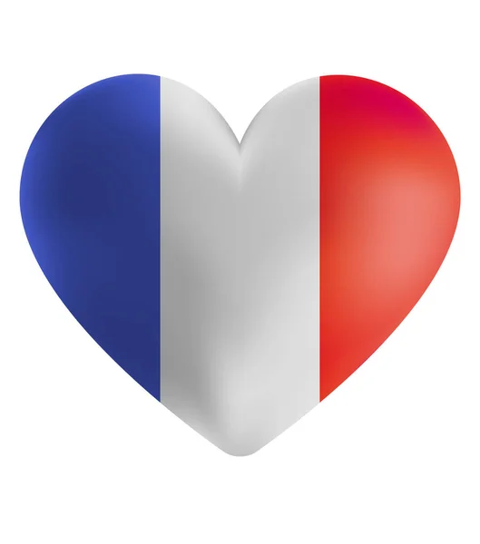 Uma Ilustração Simples Coração Com Uma Bandeira Francesa — Fotografia de Stock