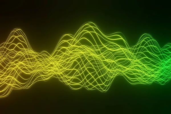 Illustration Green Yellow Sound Waves Dark Background — Stock Photo, Image