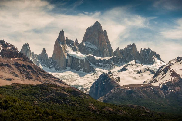Прекрасний Знімок Гір Фітц Роя Розташованих Кордоні Між Аргентиною Чилі — стокове фото