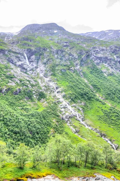Eine Vertikale Aufnahme Eines Berges Der Von Viel Grün Bedeckt — Stockfoto