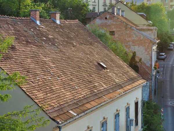 Eine Luftaufnahme Von Alten Stadtgebäuden — Stockfoto