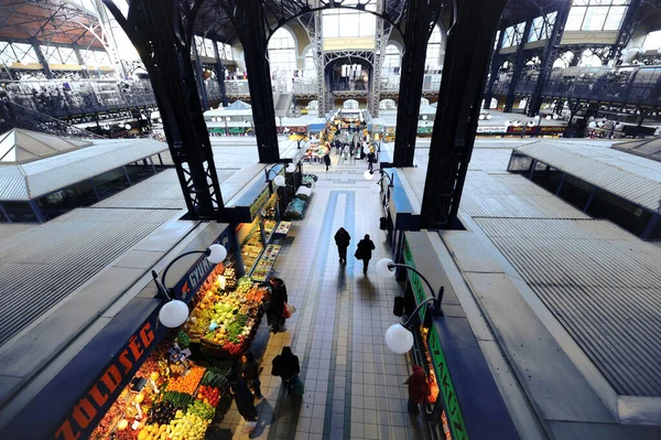 Budapest Maďarsko Září 2015 Panoramatický Výhled Interiér Starého Centrálního Trhu — Stock fotografie