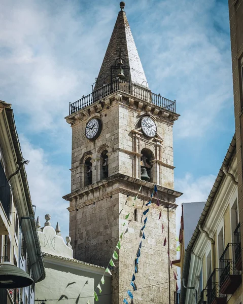스페인 알리칸 빌레나 종소리와 산티아고 성당의 시계의 — 스톡 사진