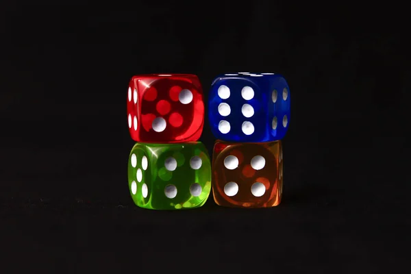 Stack Colorful Dice Black Background — Stock Photo, Image